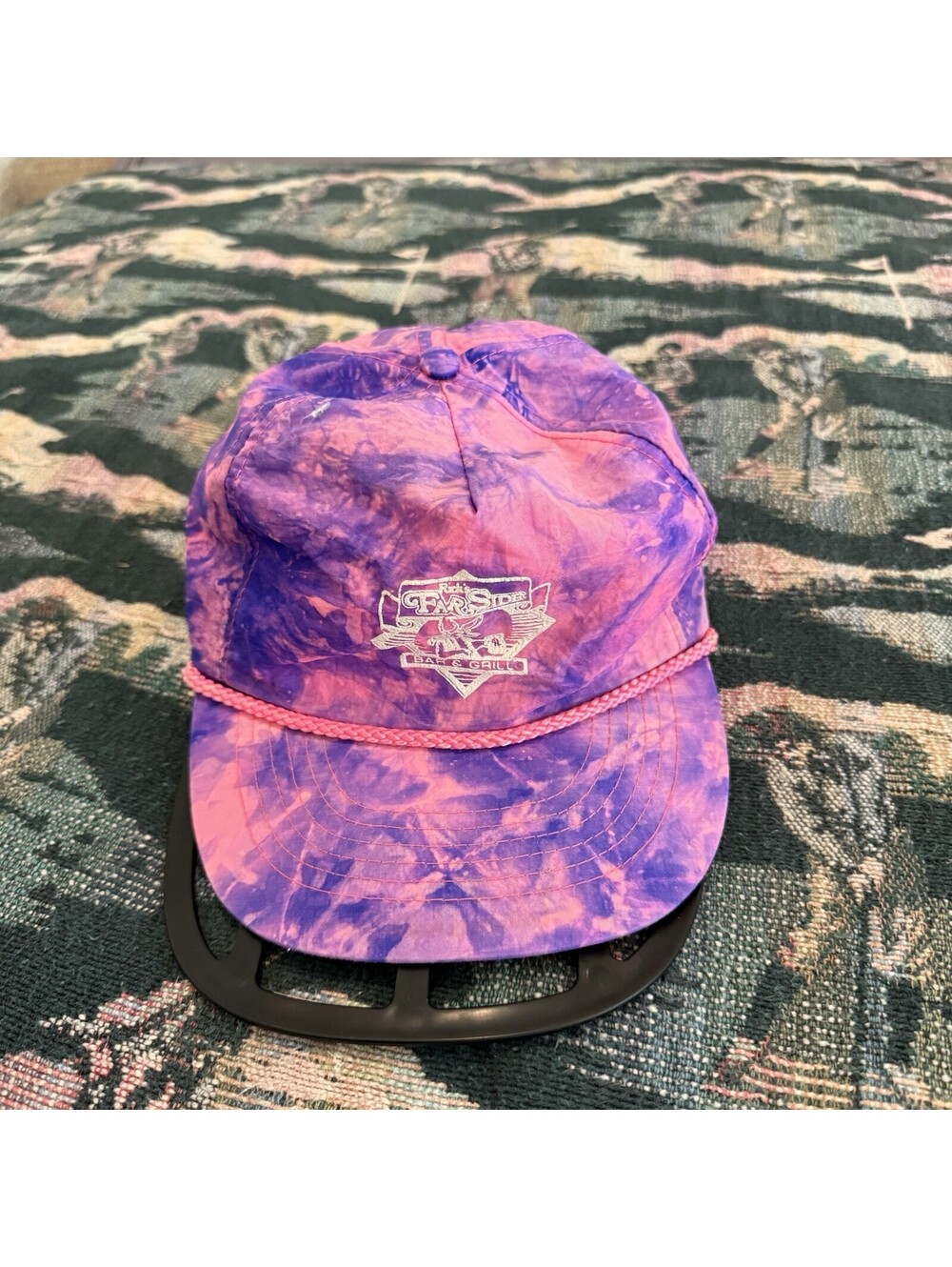 Vintage 80s/90s Ricks Far side Bar And Grill Colorful TieDye Surf Skate Hat OSFM